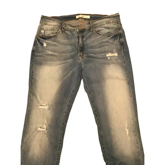 KanCan Faded‎ Distressed Mid Rise Skinny Light wash Denim Stretch Jeans 13/30 - Picture 3 of 10